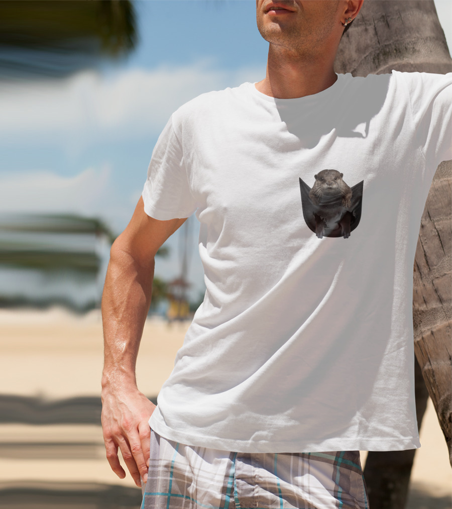 Otter In Black Pocket T-Shirt