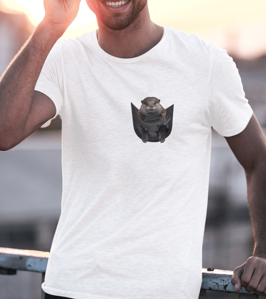 Otter In Black Pocket T-Shirt