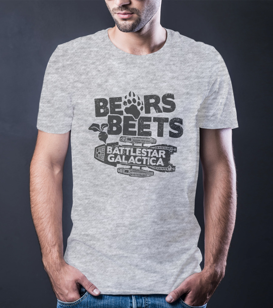 Bears Beets Battlestar Galactica Paw Print Spaceship Beetroot T-Shirt