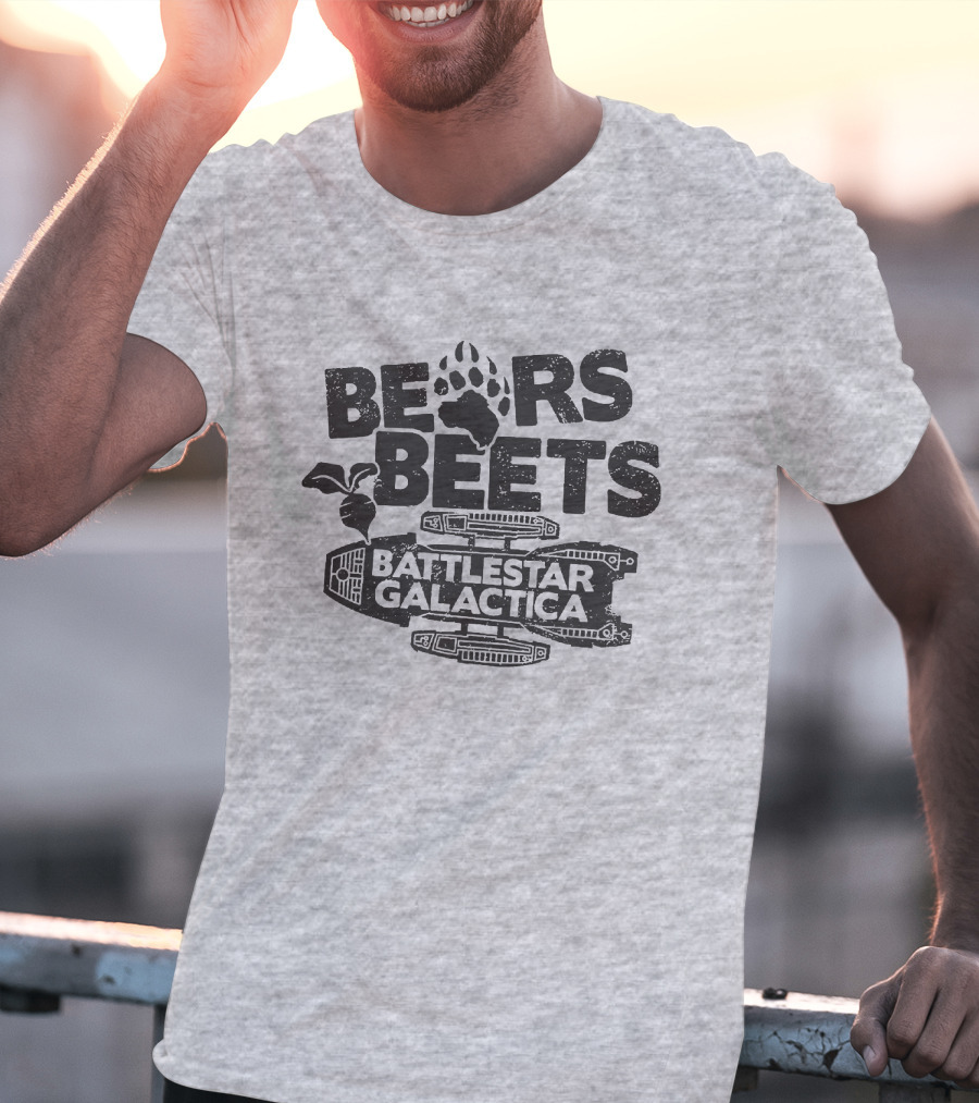 Bears Beets Battlestar Galactica Paw Print Spaceship Beetroot T-Shirt
