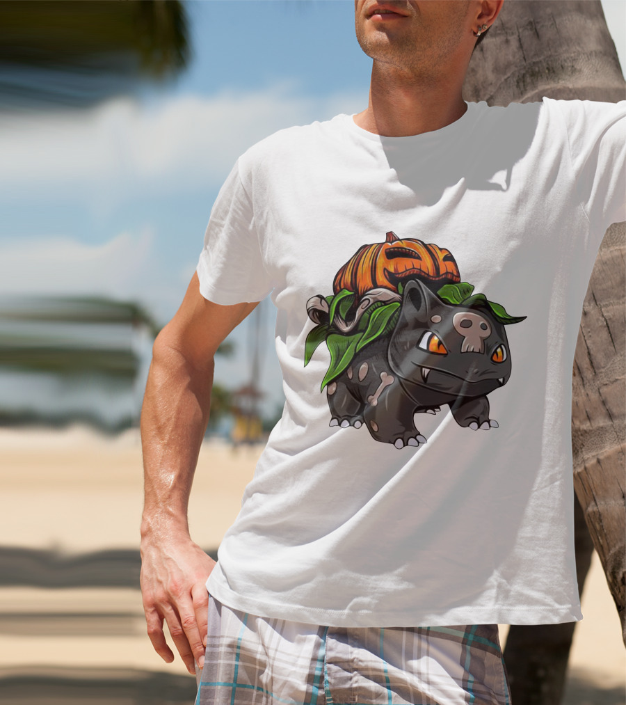Halloween Bulbasaur Pumpkin Skeleton Spooky Pokemon T-Shirt