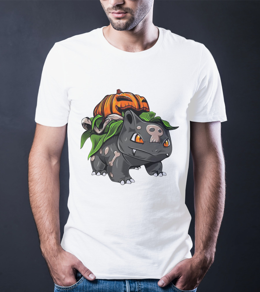 Halloween Bulbasaur Pumpkin Skeleton Spooky Pokemon T-Shirt