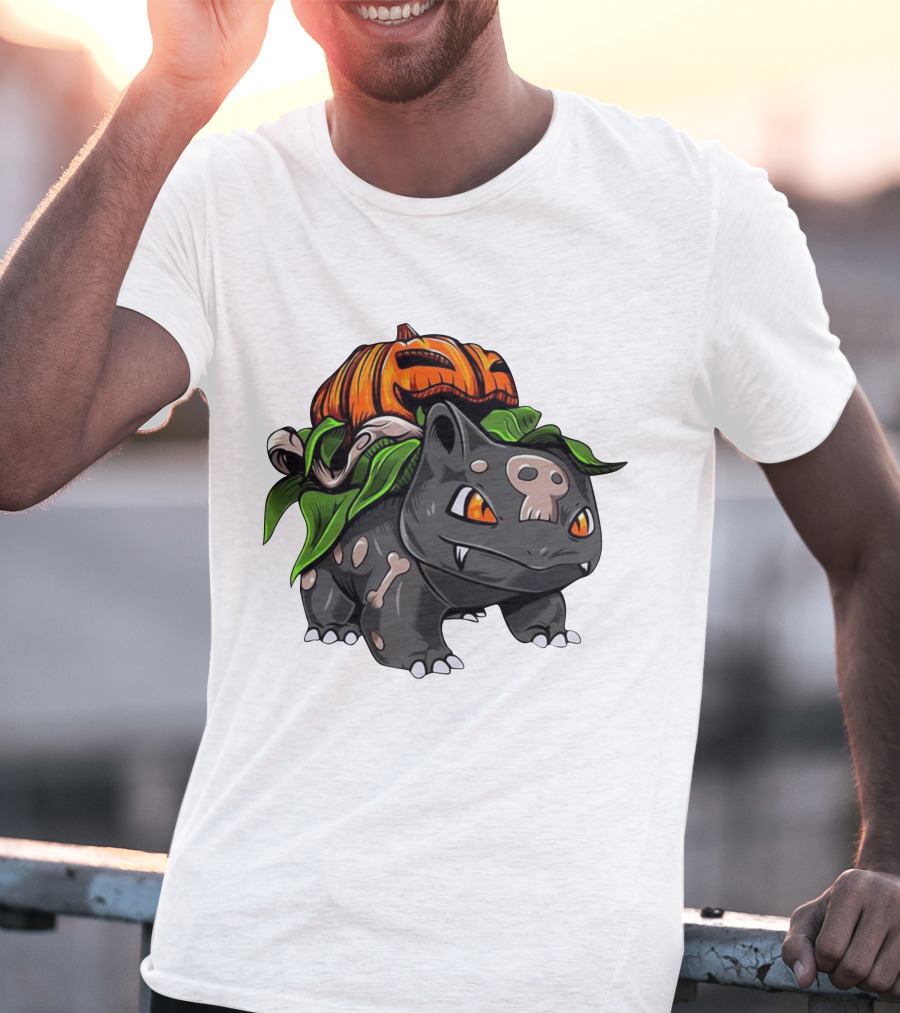 Halloween Bulbasaur Pumpkin Skeleton Spooky Pokemon T-Shirt
