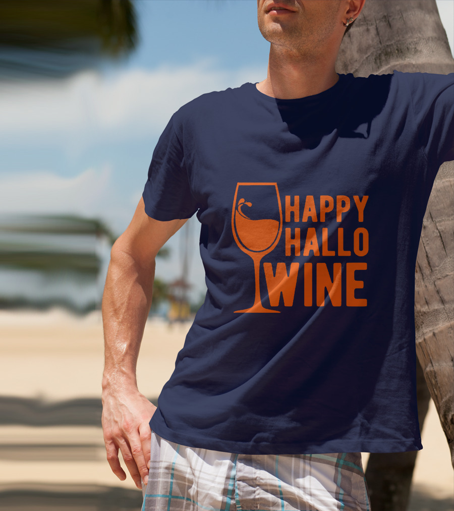 Happy HalloWine Wine Glass Halloween T-Shirt