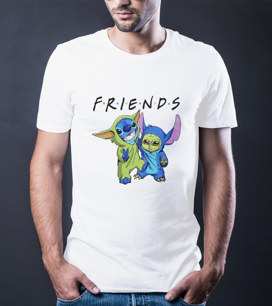 Stitch And Baby Yoda Friends TV Show T-Shirt