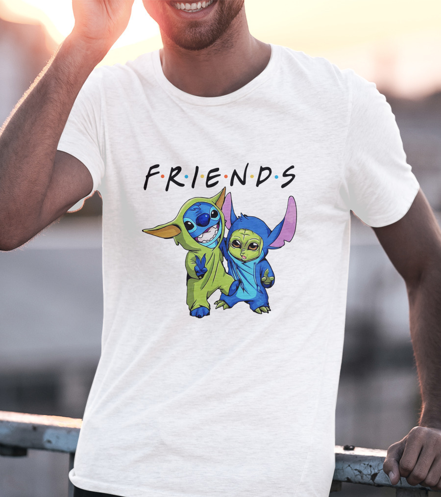 Stitch And Baby Yoda Friends TV Show T-Shirt