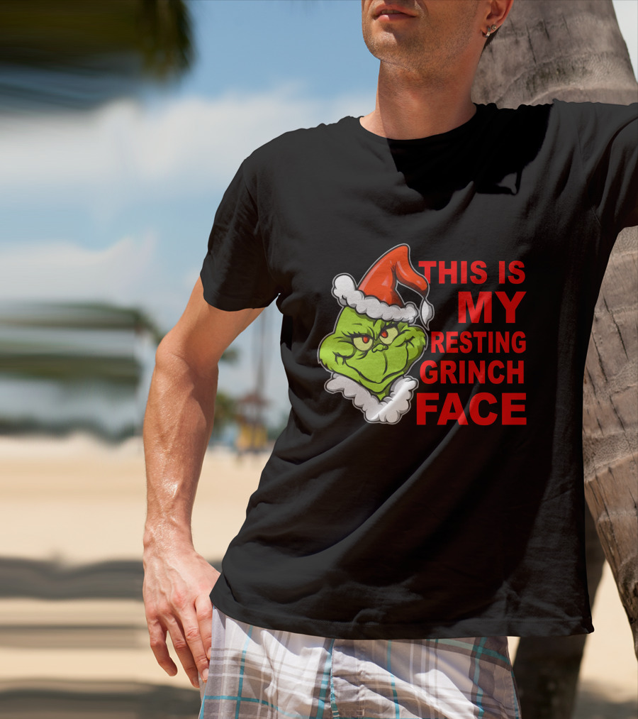 This Is My Resting Grinch Face Santa Hat Grumpy Expression T-Shirt