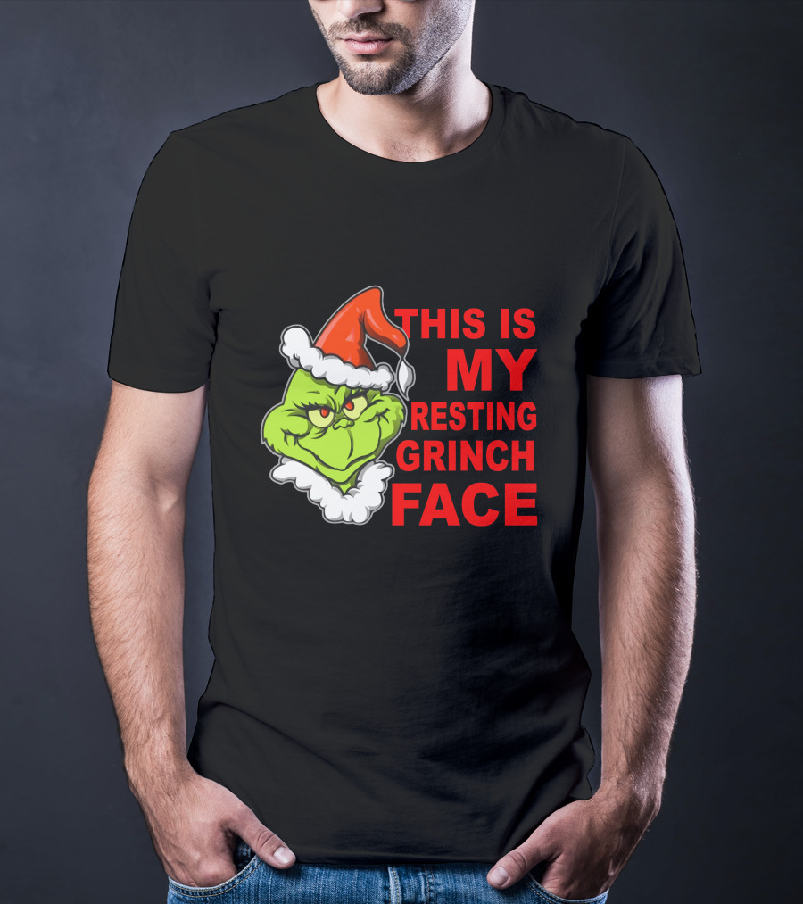 This Is My Resting Grinch Face Santa Hat Grumpy Expression T-Shirt