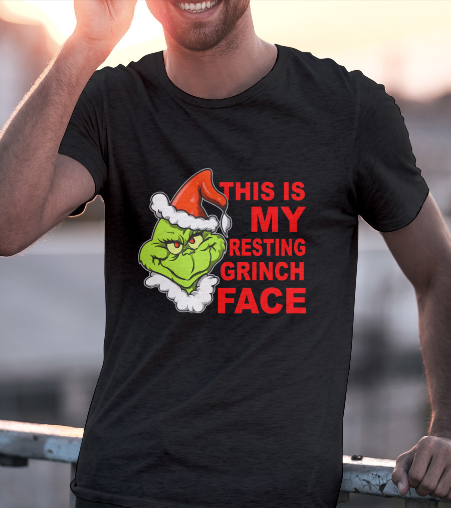 This Is My Resting Grinch Face Santa Hat Grumpy Expression T-Shirt