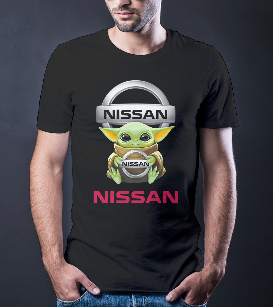 Nissan Logo With Baby Yoda Hugging Nissan Emblem T-Shirt