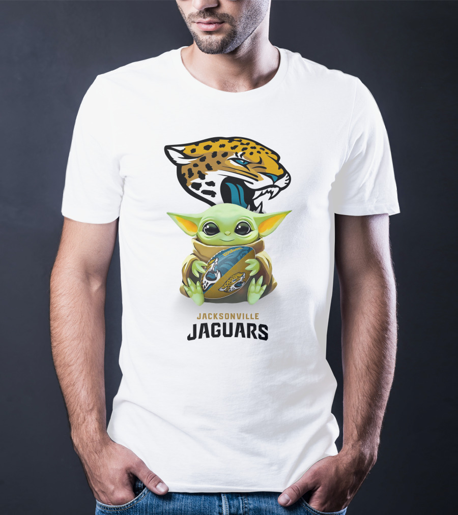 Baby Yoda Holding Jacksonville Jaguars Football Tailgate Fan Gear T-Shirt