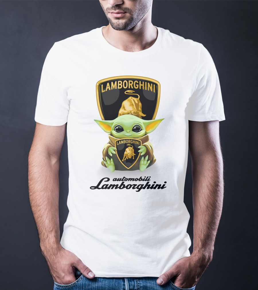 Baby Yoda Hugging Automobili Lamborghini T-Shirt