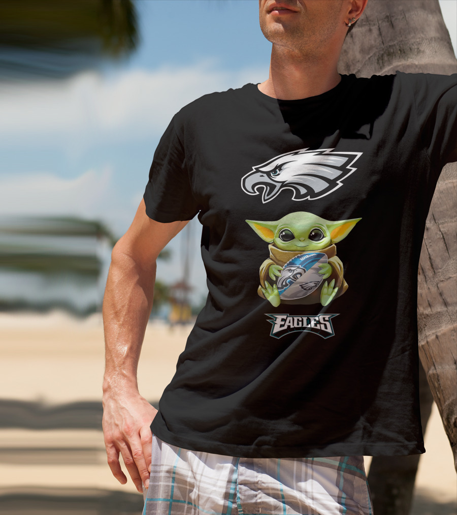 Star Wars Baby Yoda Philadelphia Eagles Football Fan Tailgate T-Shirt