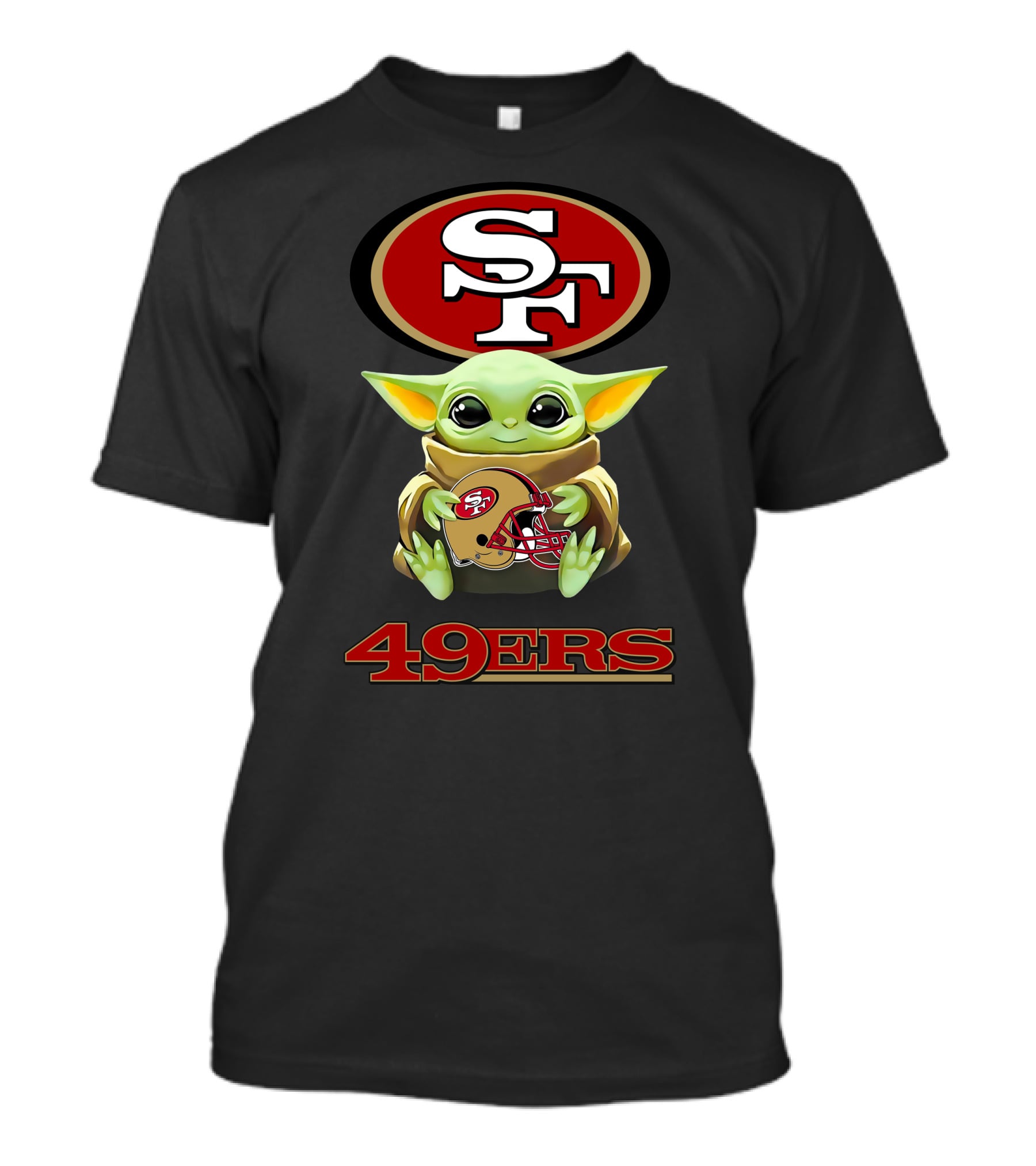 Star Wars Baby Yoda Sf 49ers Helmet 49ers T-Shirt