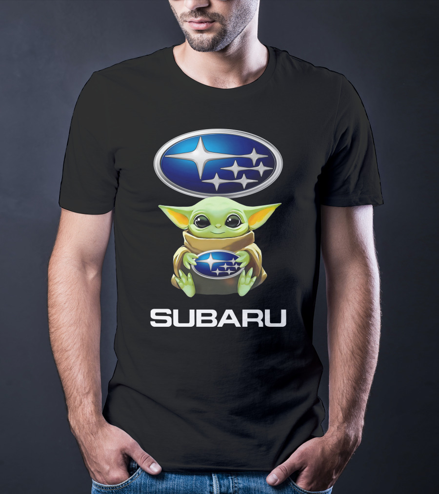 Star Wars Baby Yoda Holding Subaru Emblem T-Shirt