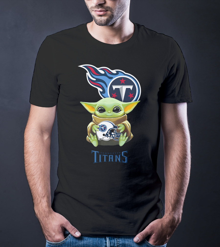 Tennessee Titans Baby Yoda Hugging Helmet Star Wars T-Shirt