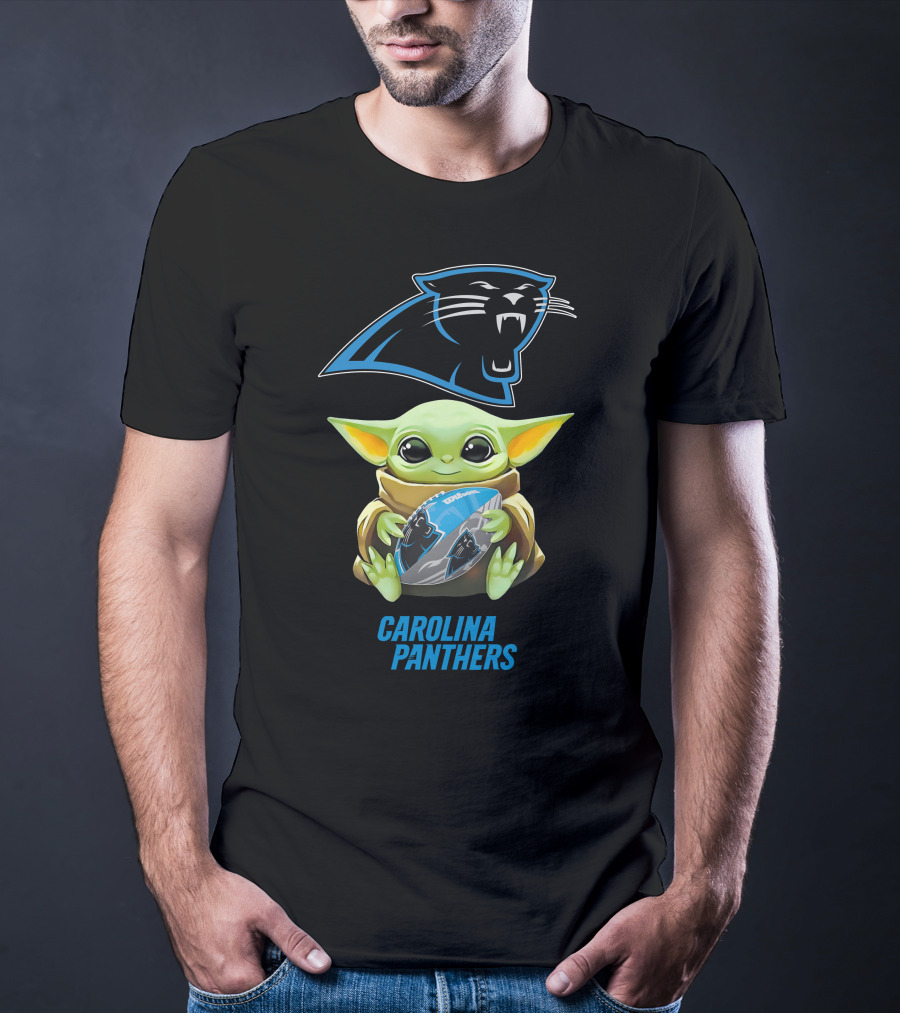 Carolina Panthers Grogu Hugging Football Fan T-Shirt