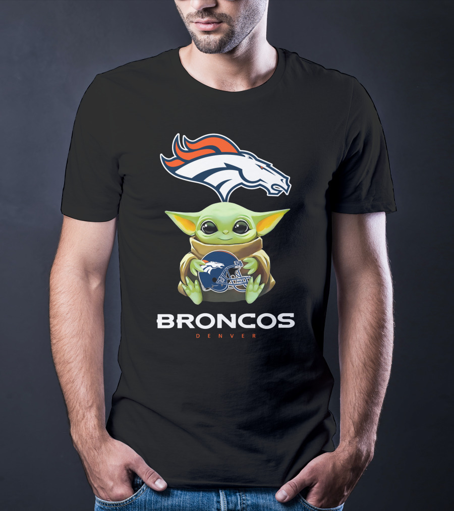 Broncos Denver Grogu Hugging Helmet T-Shirt