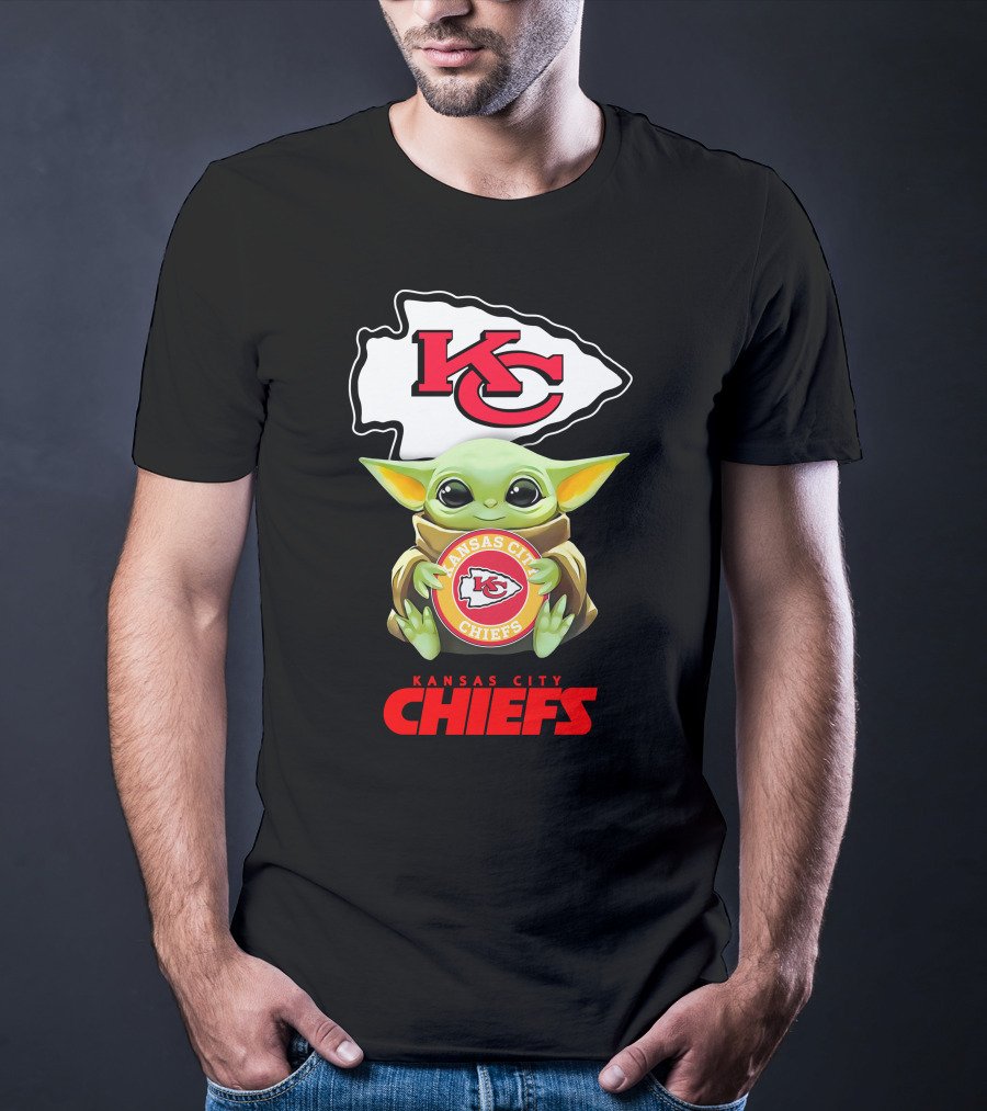 Grogu Hugging Kansas City Chiefs Logo Chiefs Icons T-Shirt