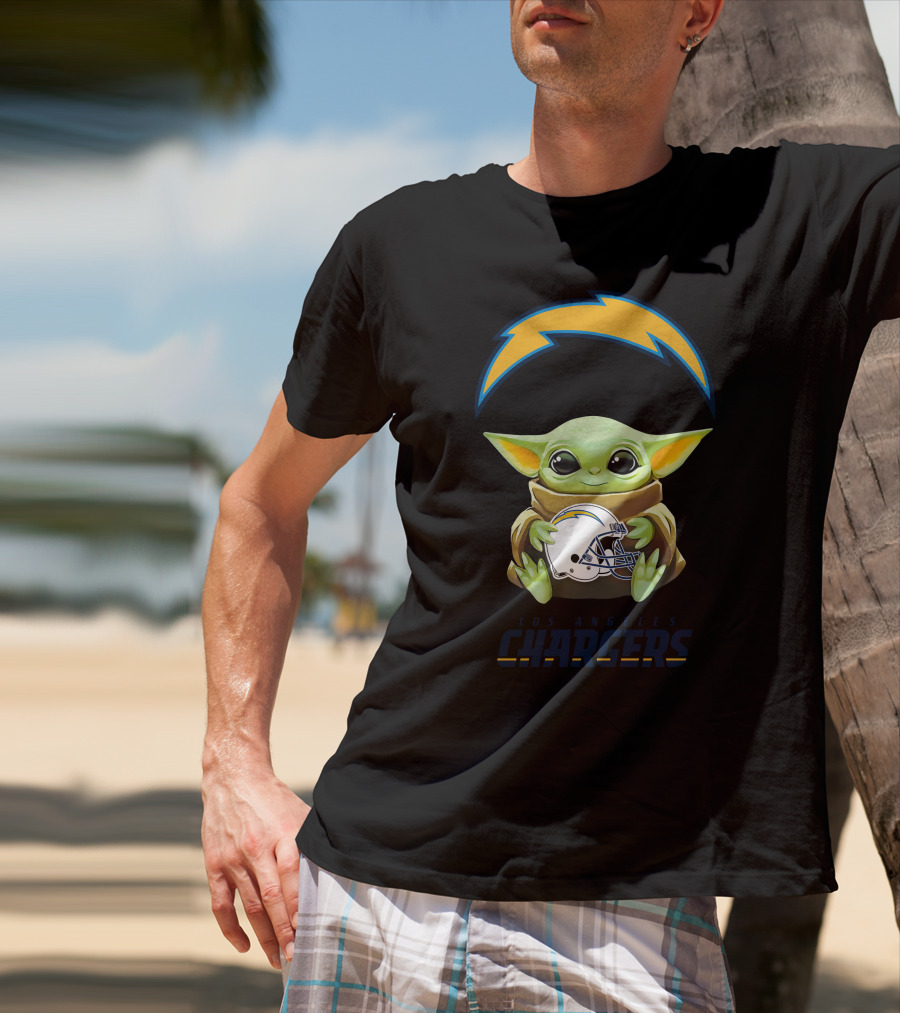 Grogu Hug Los Angeles Chargers Helmet T-Shirt
