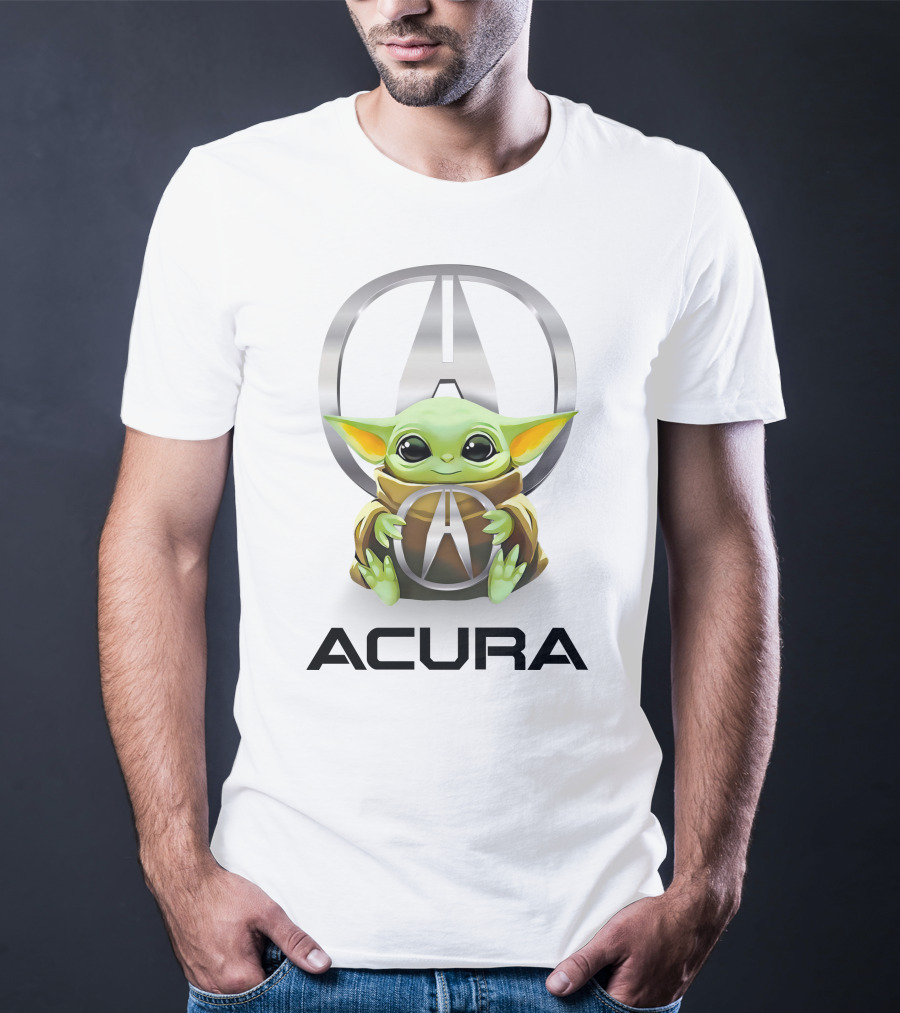 Grogu Holding Acura Logo White T-Shirt