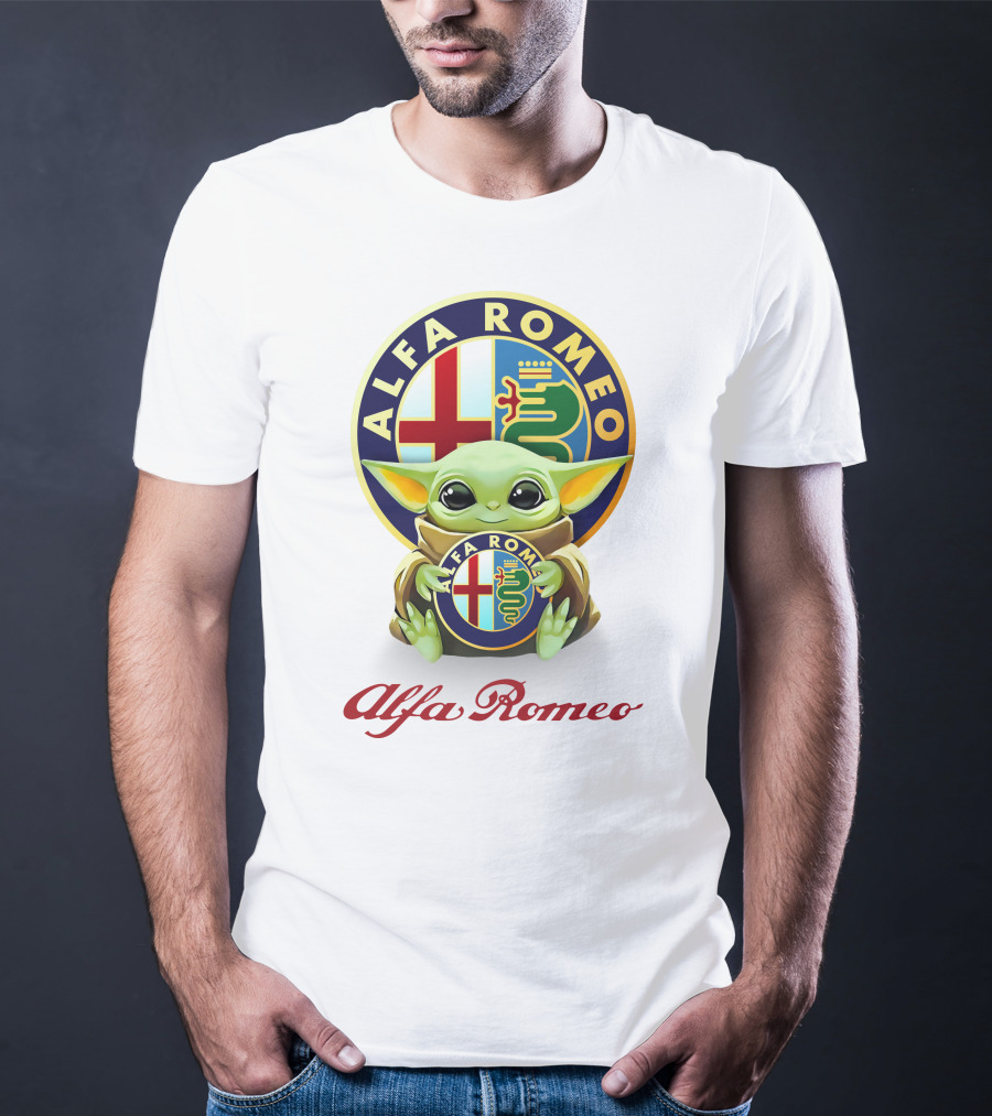 Grogu Holding Alfa Romeo Emblem T-Shirt