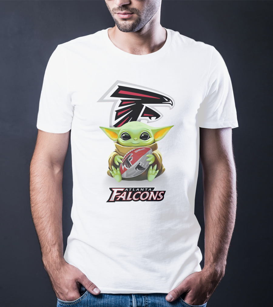 Grogu Atlanta Falcons Hugging Football T-Shirt