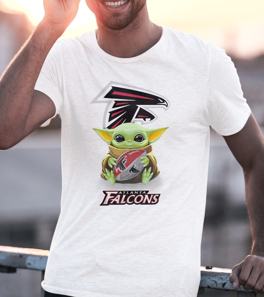 Grogu Atlanta Falcons Hugging Football T-Shirt