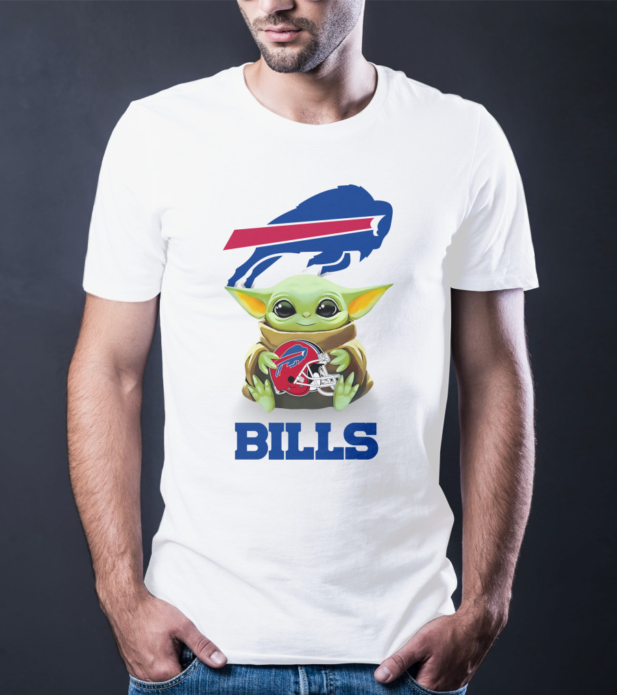 Buffalo Bills Grogu Hugging Helmet With Bills T-Shirt