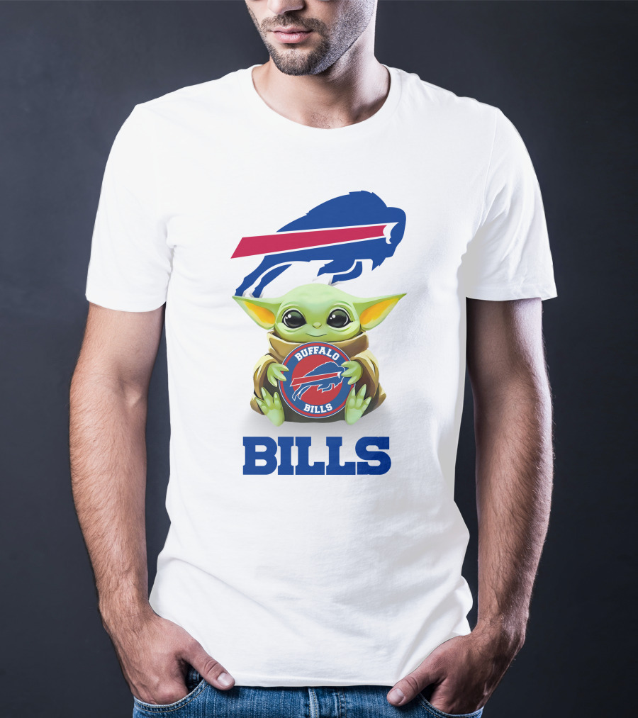 Buffalo Bills Grogu Hug White Background T-Shirt