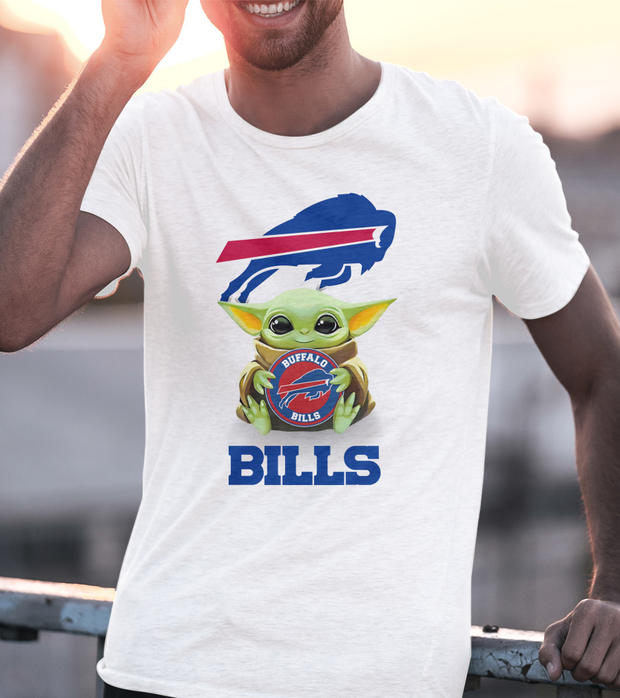 Buffalo Bills Grogu Hug White Background T-Shirt