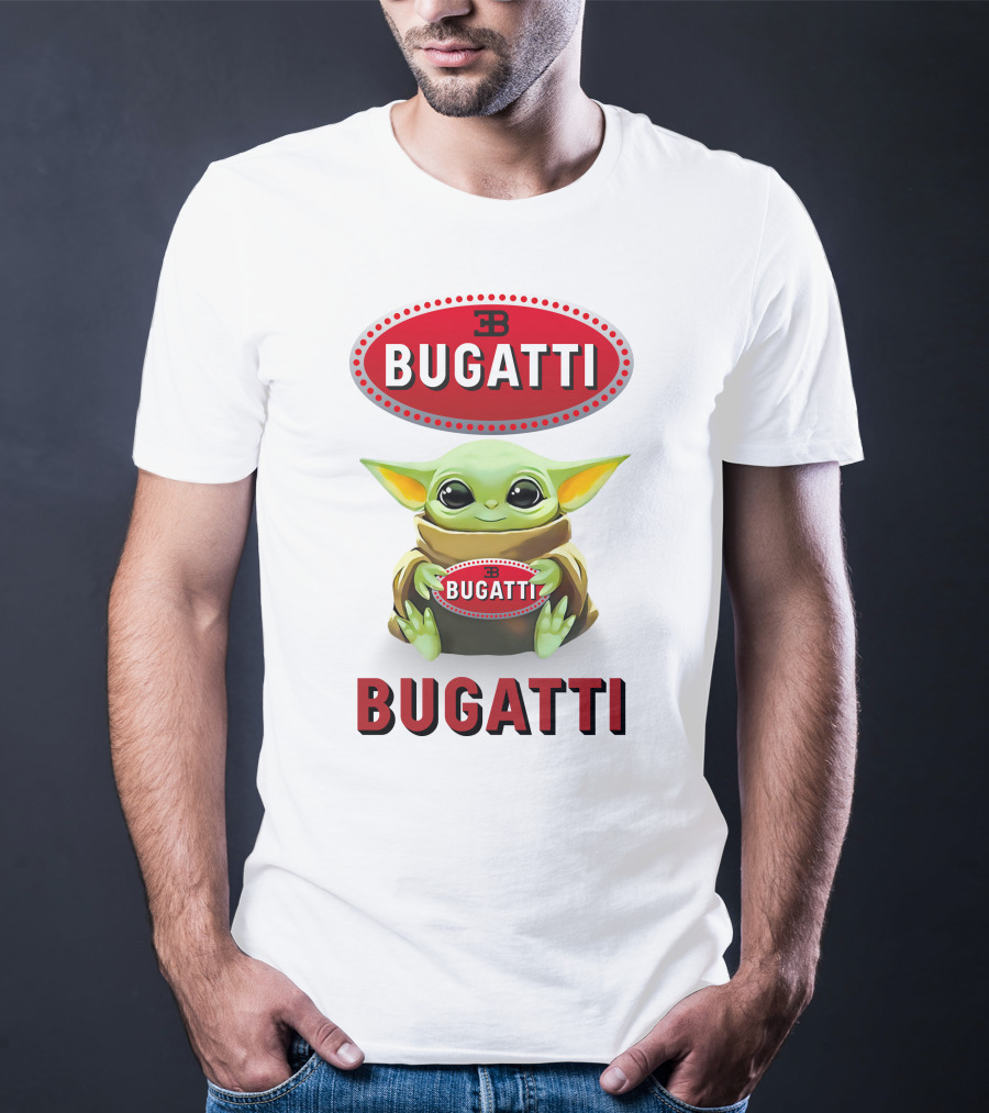 Grogu Holding Bugatti Logo Red And White T-Shirt