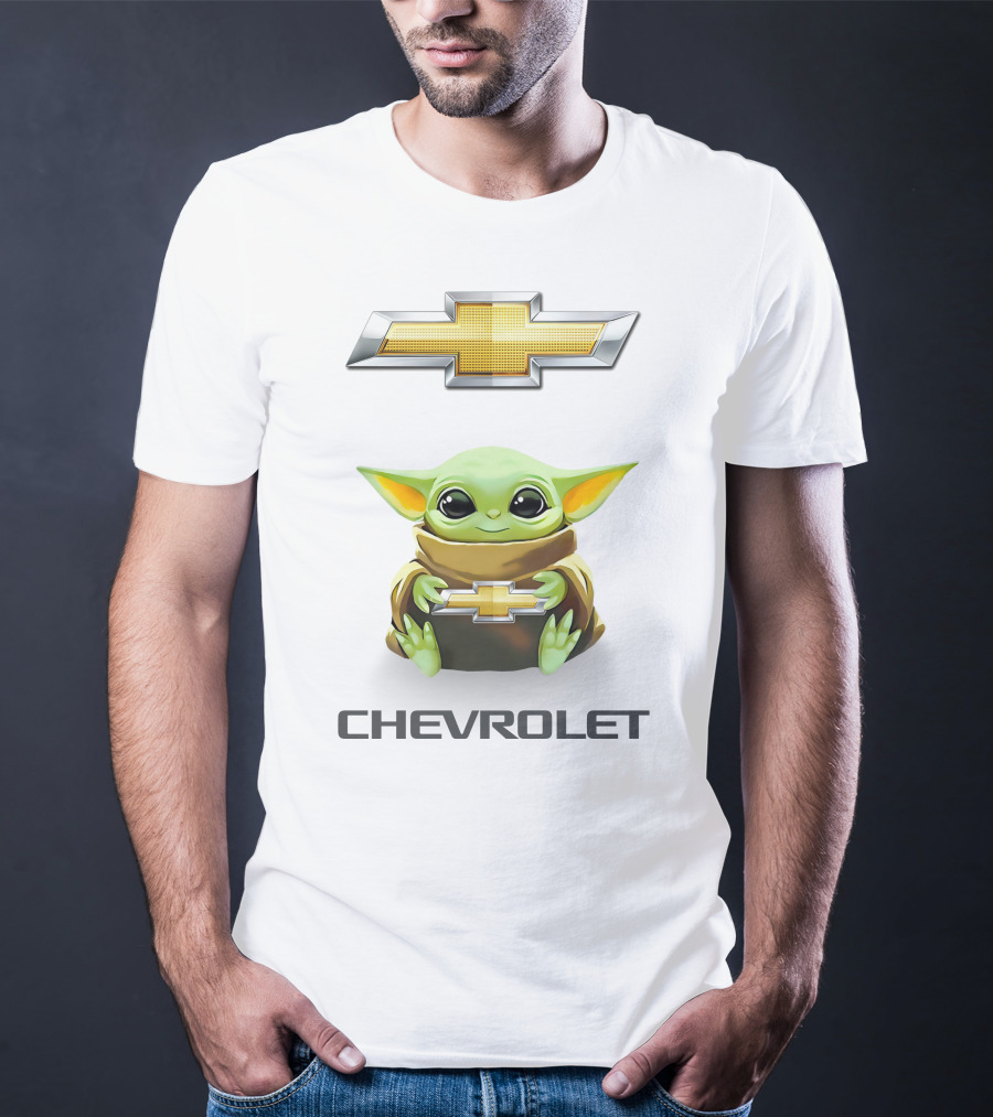 Grogu Holding Chevrolet Emblem T-Shirt