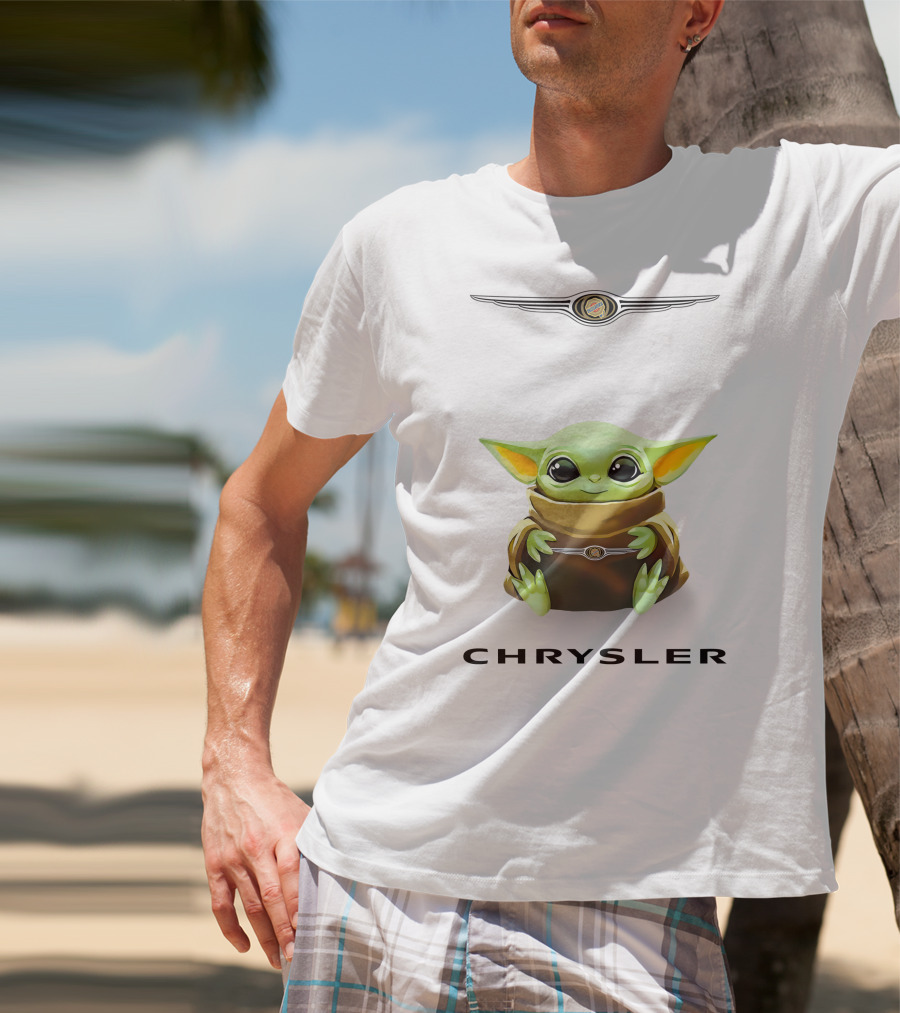 Grogu Chrysler Logo Hug White T-Shirt