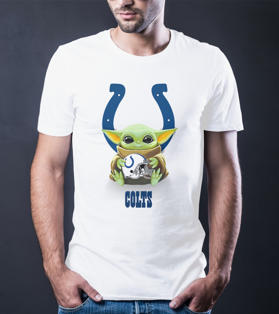 Grogu Colts Hug Indianapolis Colts Helmet T-Shirt