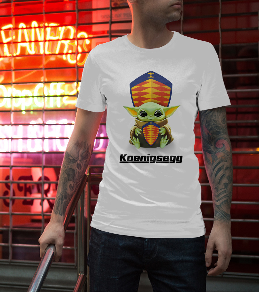 Grogu Holding Koenigsegg Shield Crest T-Shirt