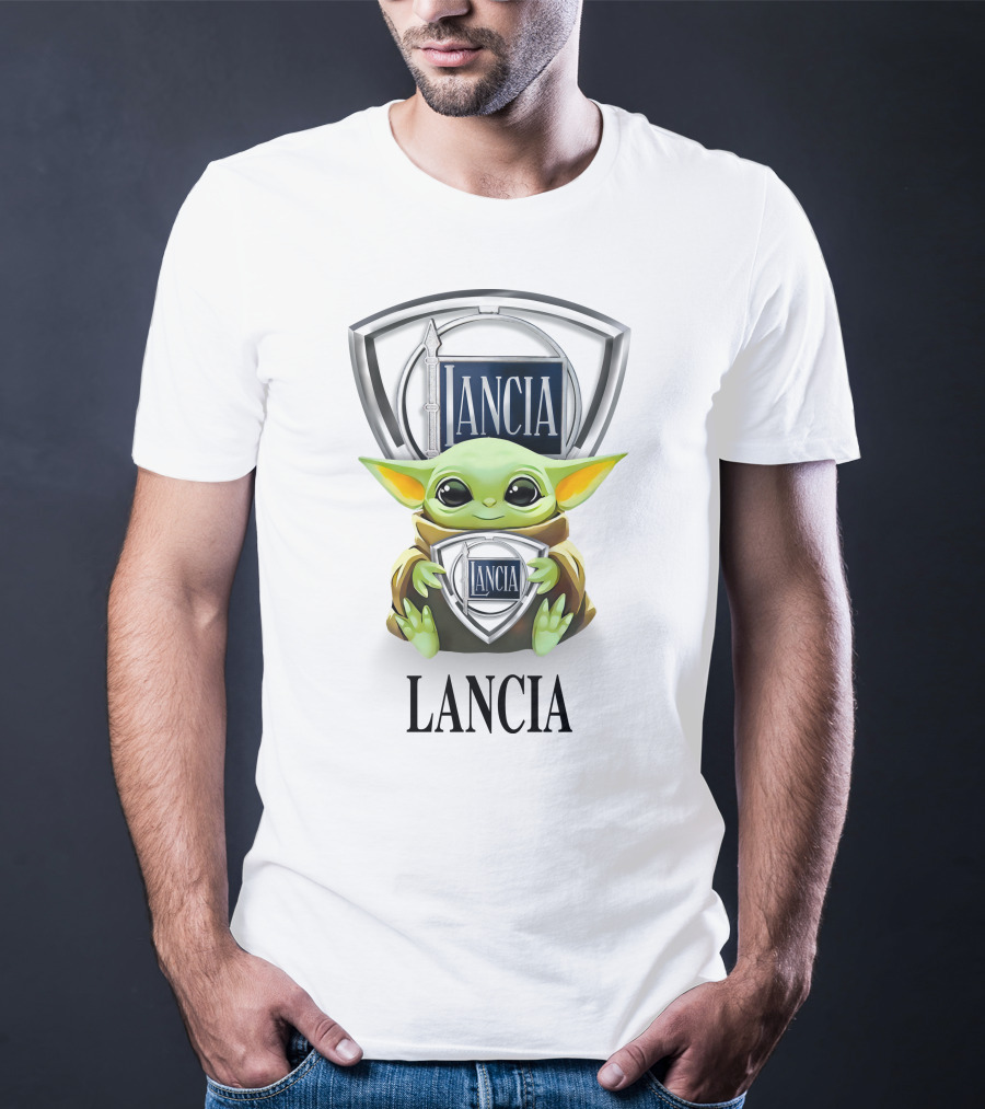 Grogu Hug Lancia Logo Baby Yoda Fan T-Shirt