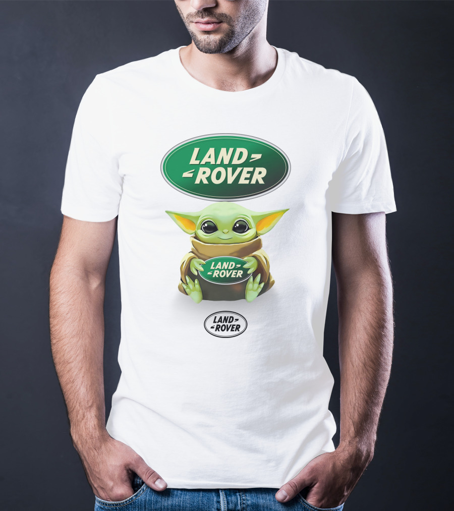 Grogu Holding Land Rover Logo Emblem T-Shirt