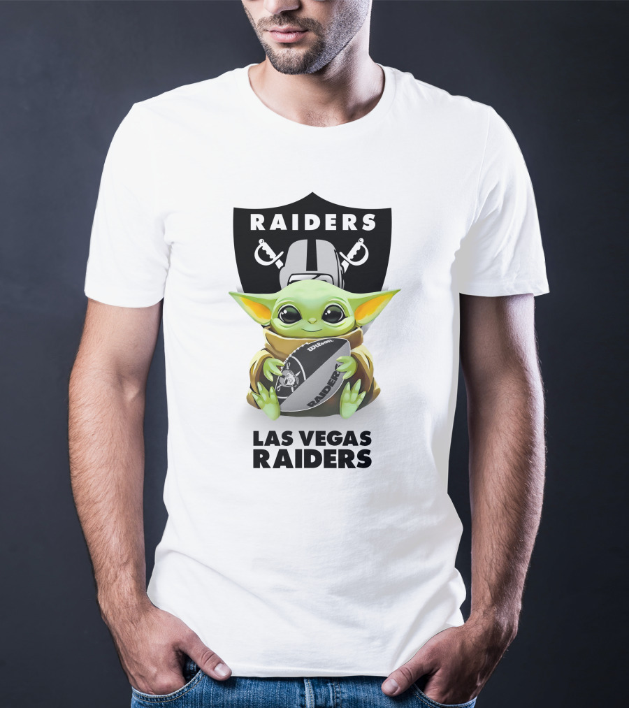 Las Vegas Raiders Grogu Hug Football Fan Gear T-Shirt