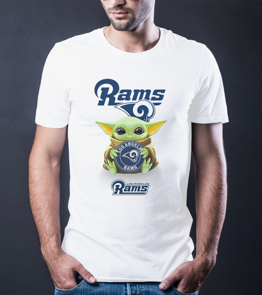 Rams Los Angeles Grogu Hug Holding Rams Emblem T-Shirt