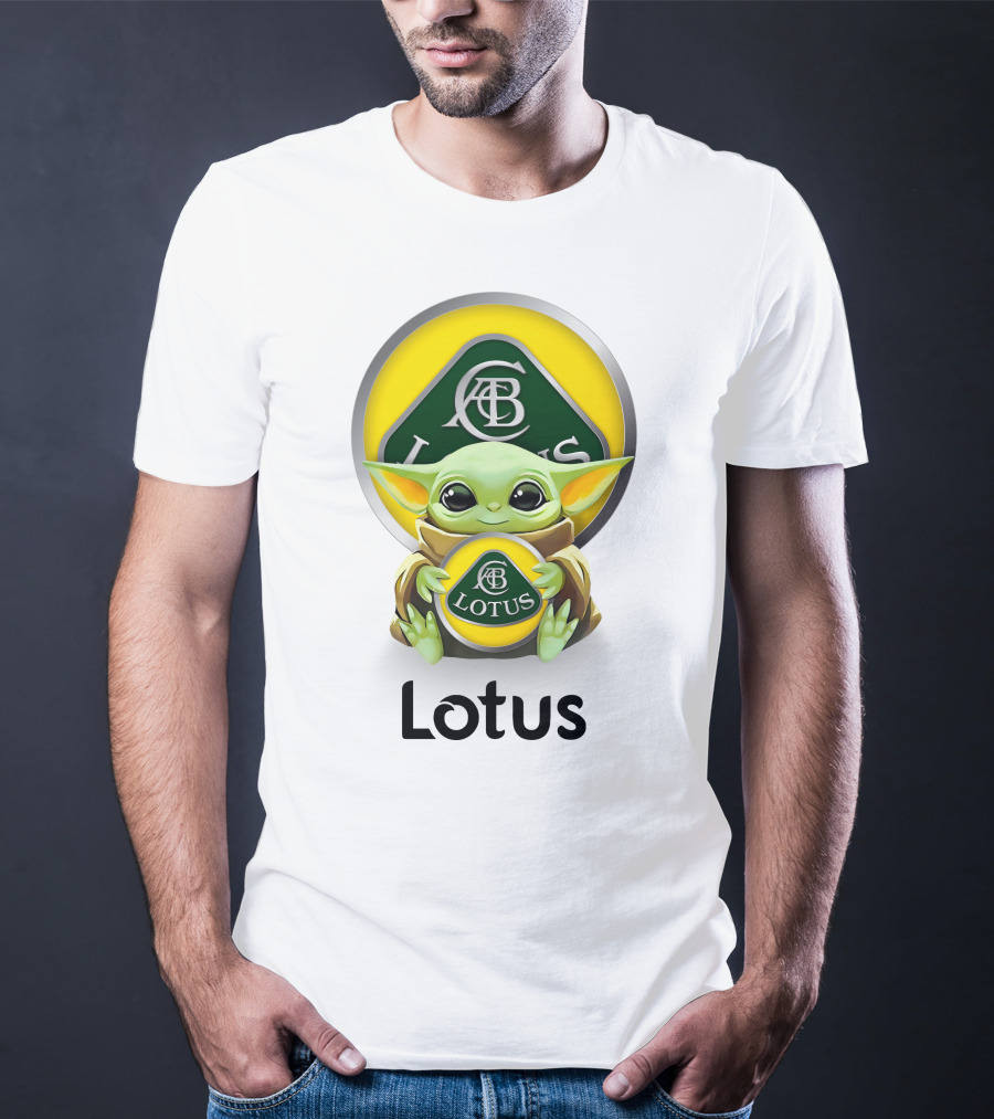 Grogu Hug Ab Lotus Logo Green And Yellow T-Shirt