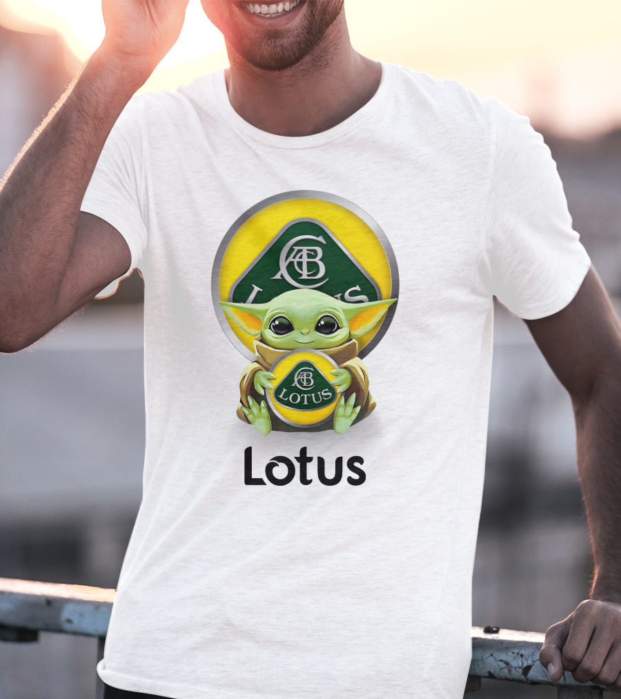 Grogu Hug Ab Lotus Logo Green And Yellow T-Shirt
