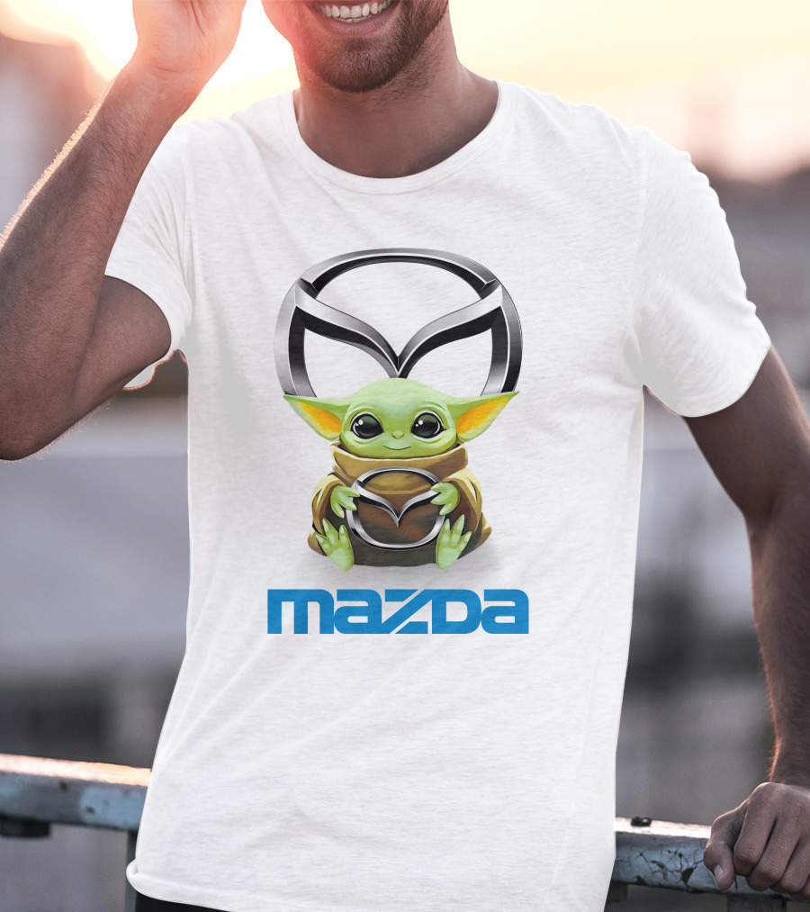 Grogu Hugging Mazda Logo Anime T-Shirt
