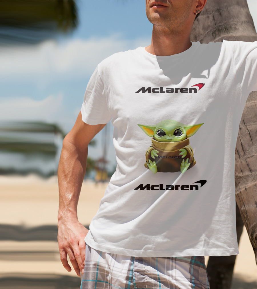 Grogu Hug McLaren Logo White T-Shirt