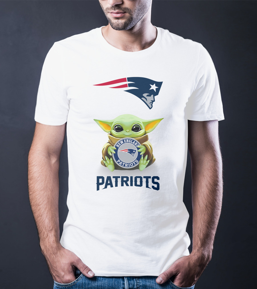 Grogu Holding New England Patriots Emblem T-Shirt