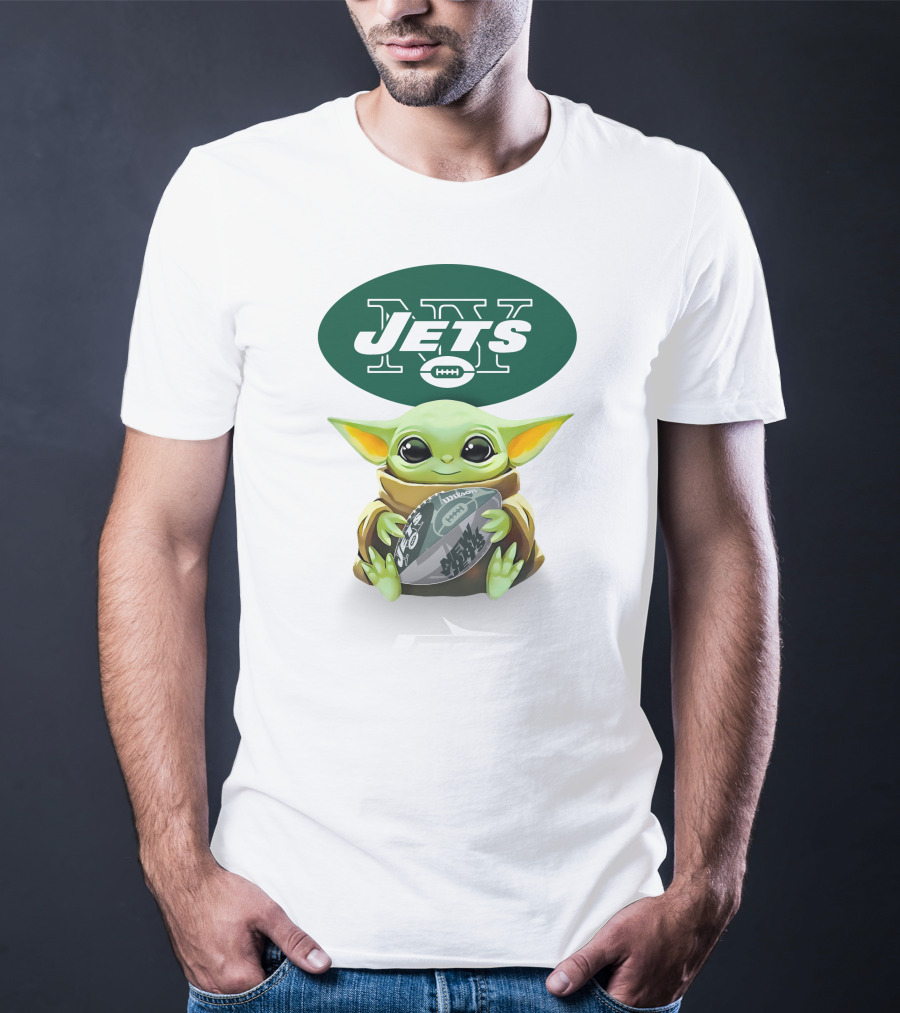 Grogu New York Jets Football Hug Tailgate White T-Shirt