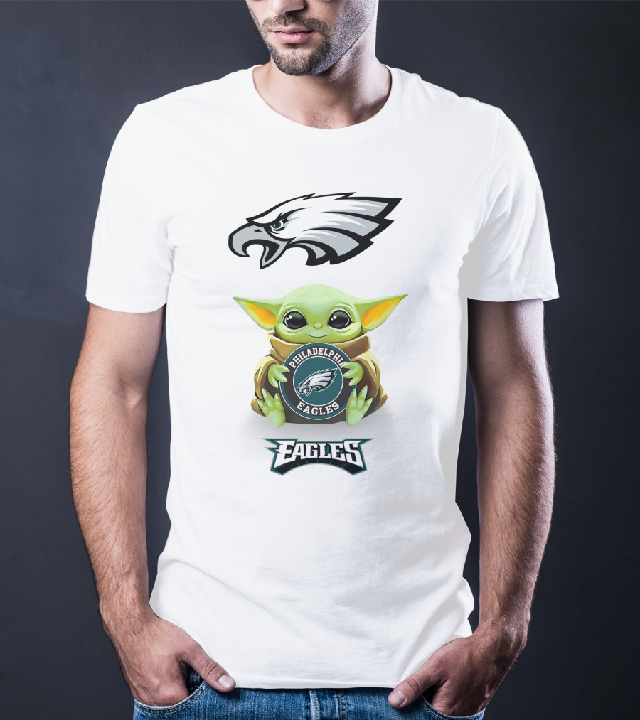 Grogu Holding Philadelphia Eagles Emblem T-Shirt
