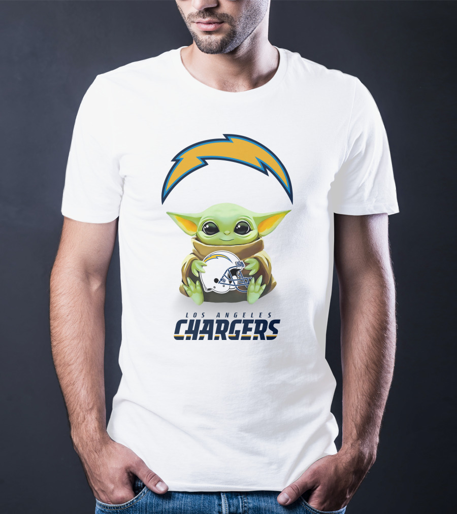Grogu Los Angeles Chargers Helmet Hug T-Shirt