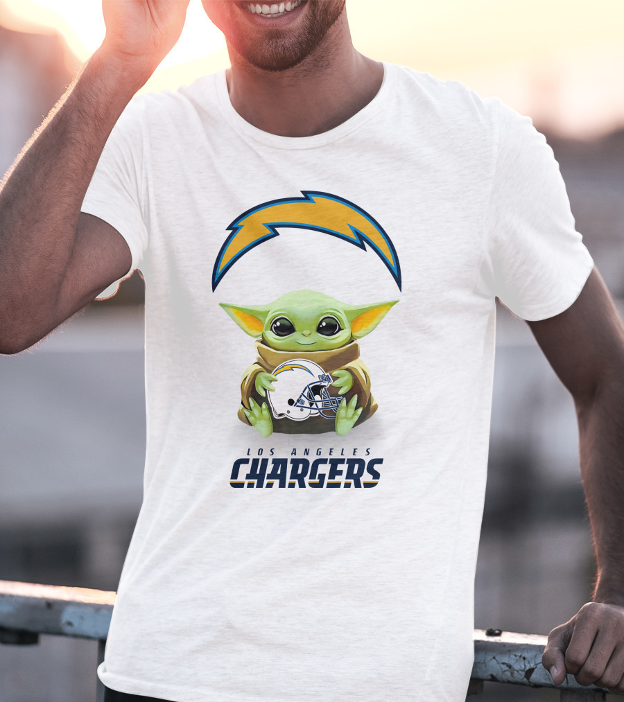 Grogu Los Angeles Chargers Helmet Hug T-Shirt