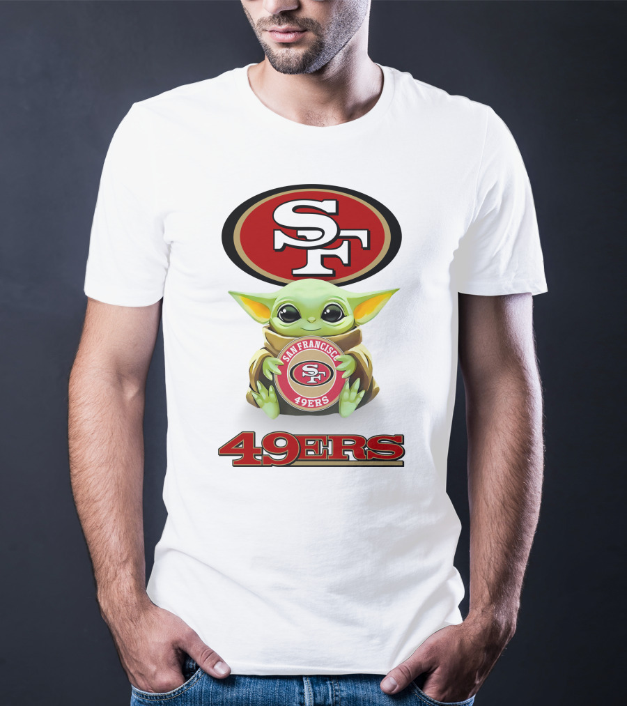 Grogu Holding San Francisco 49ers Sf Logo 49ers Football T-Shirt